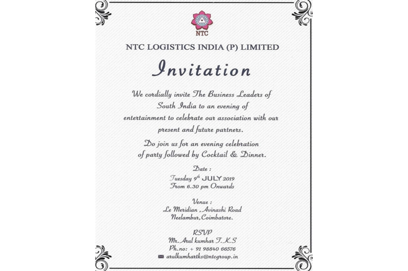 NTC LOGISTICS INDIA (P) LIMITED - INVITATION